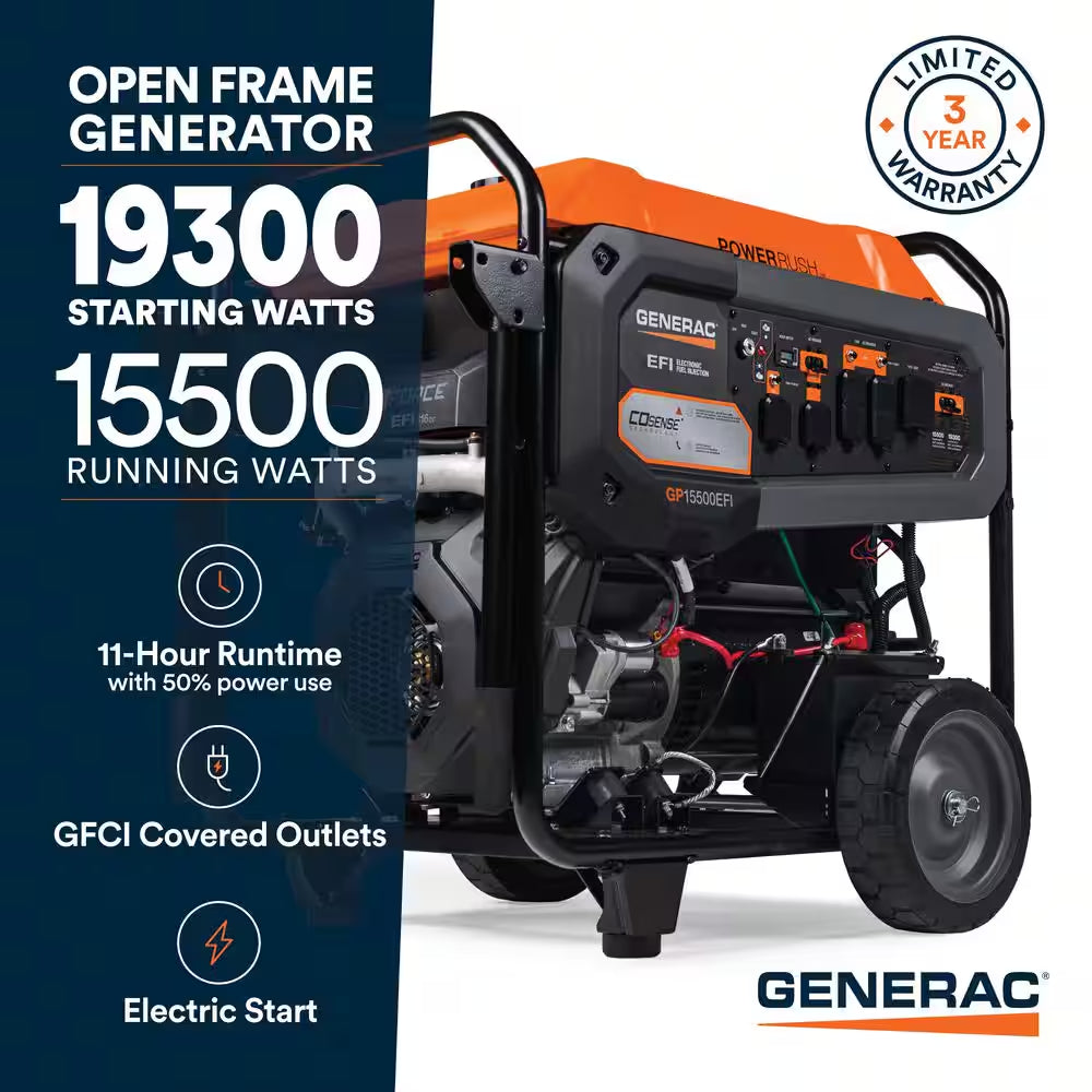 19300 / 15500-Watt Gas Portable Generator with Electric Start - GP15500E