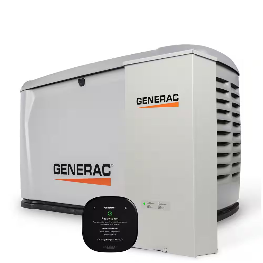 28,000 Watt Air-Cooled Whole House Home Standby Generator and 200-AMP Transfer Switch and Ecobee Smart Home Thermostat