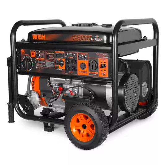 14500-Watt Electric Switch Gasoline Propane and Natural Gas Tri-Fuel Portable Generator, Wheel Kit and CO Watchdog