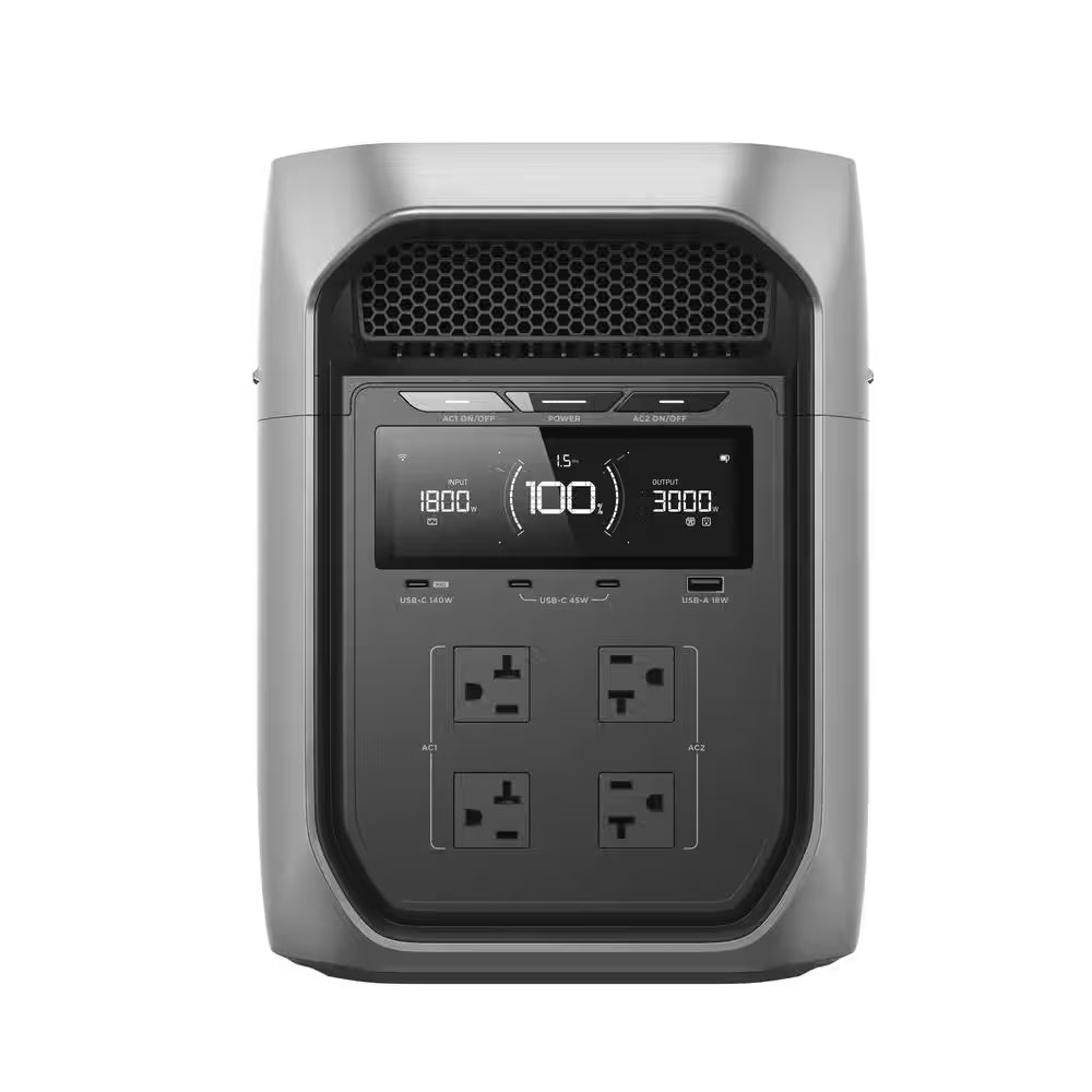 3000W Delta 3 Max plus with Extra Battery, Total 4096Wh Capacity, Push-Button Start Battery Generator LFP Power Station