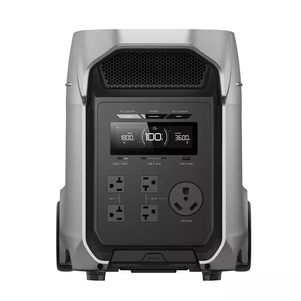 3600-Watt Delta 3 Ultra plus 3072Wh Capacity, Push-Button Start Battery Generator LFP Power Station Home Backup, Camping