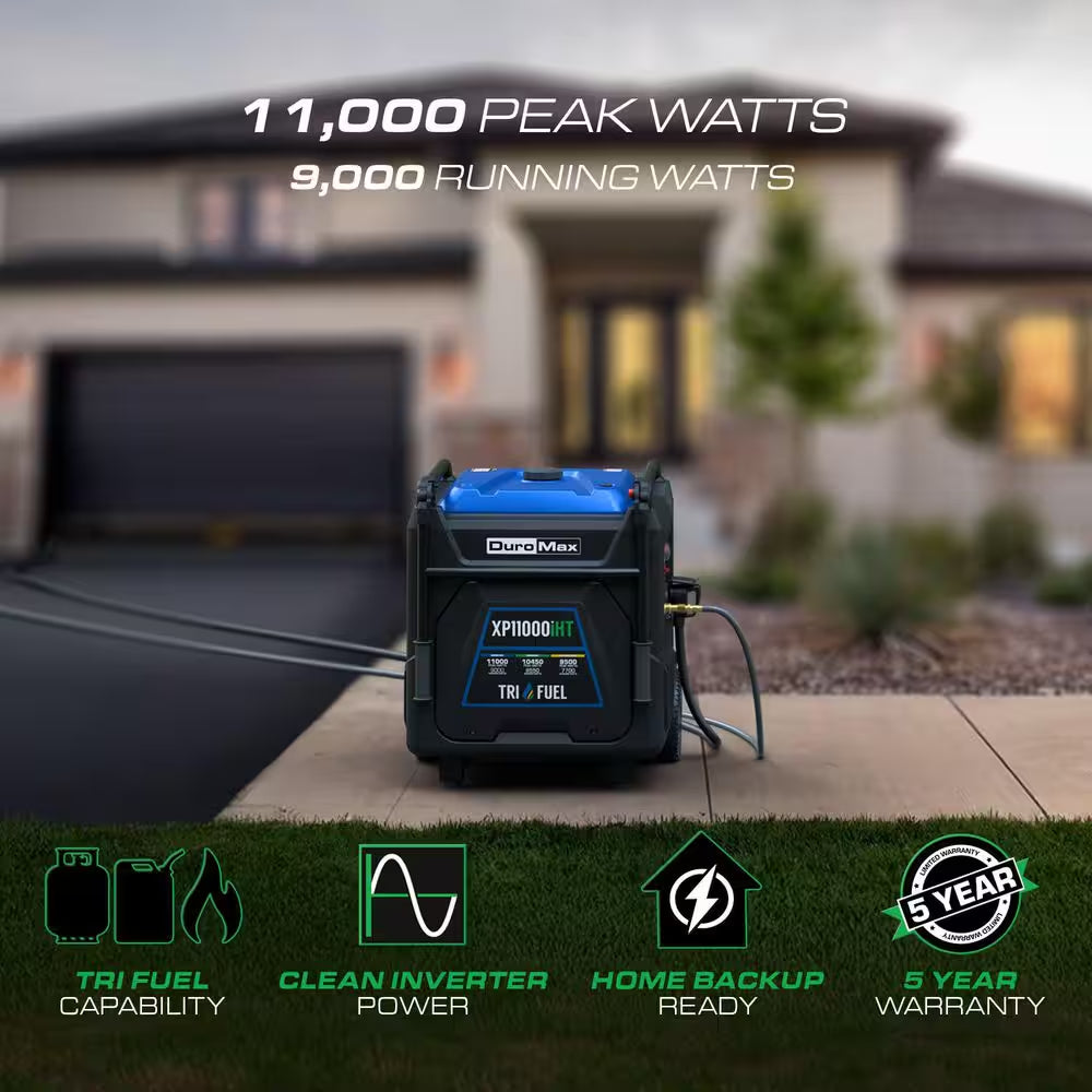 11,000 Watt Remote Start Portable Tri Fuel Home Backup Inverter Generator W/Co Alert