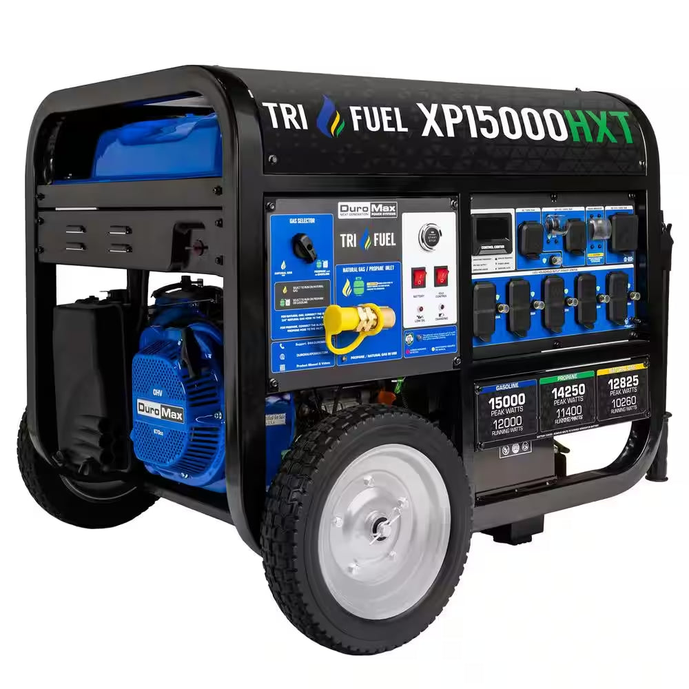 15,000-Watt/12,000-Watt Tri-Fuel Remote Start Gasoline Propane Natural Gas Portable Generator with CO Alert
