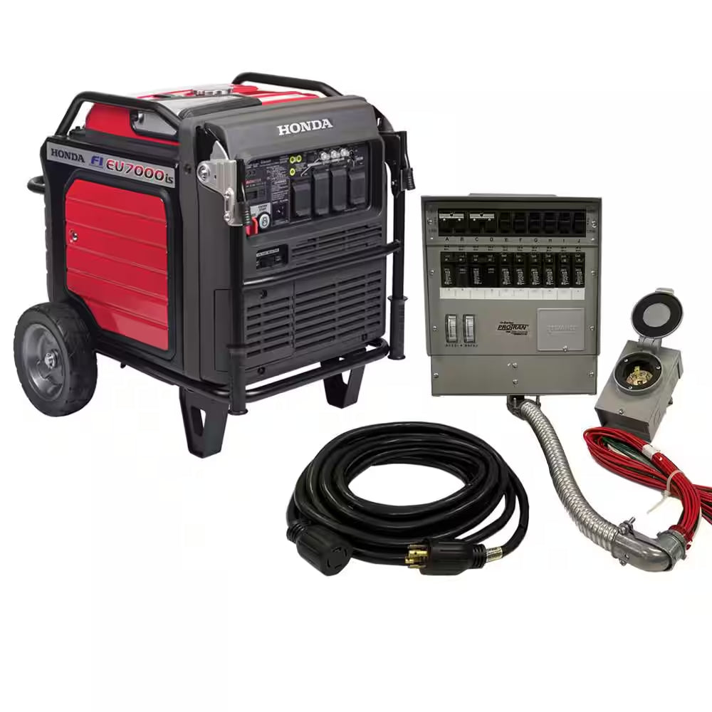 Inverter 7000-Watt Standby Gasoline Generator 120/240V Single Phase with Bluetooth and 10 Circuit Manual Transfer Switch