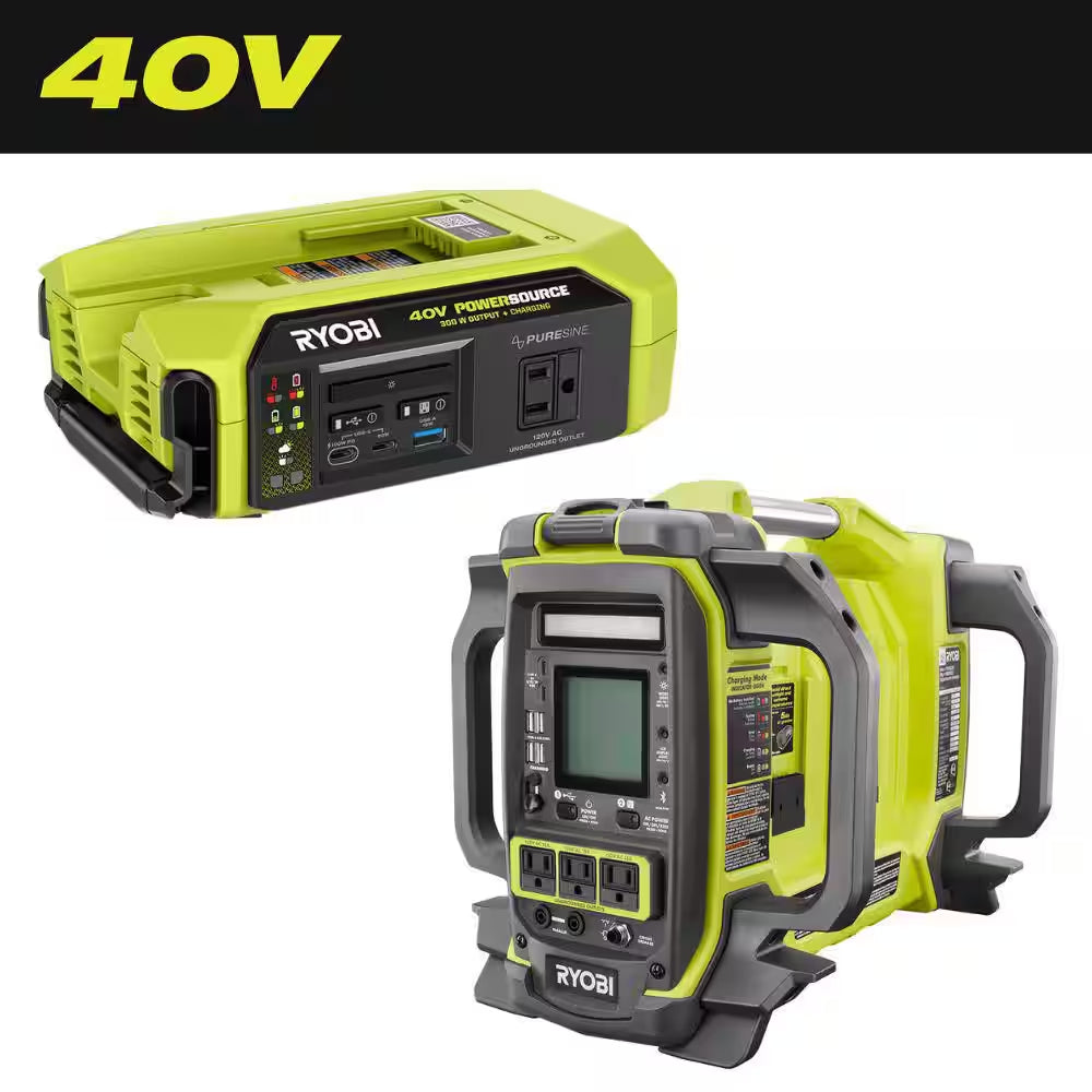40V 1800-Watt Portable Battery Inverter Power Station, 4-Port Charger W/ 40V 300-Watt Inverter Power Source Tools Only