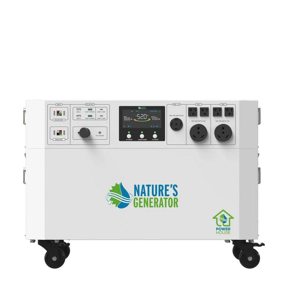 Powerhouse Gold plus 7,200-Watt Electric Switch Solar Generator with (4) 410W Panels and Wheels