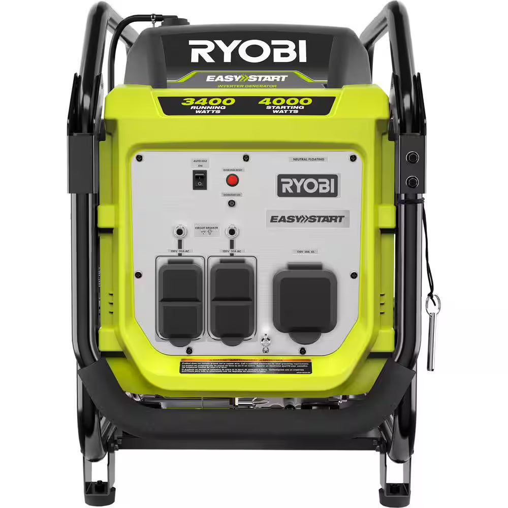 4000-Watt Recoil Start Gasoline Powered Digital Inverter Generator with CO Detect Shutdown Sensor