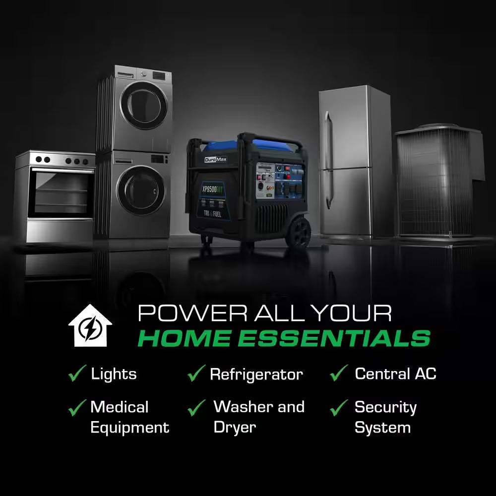 9,500 Watt Remote Start Quite Low THD Portable Tri-Fuel Inverter Generator