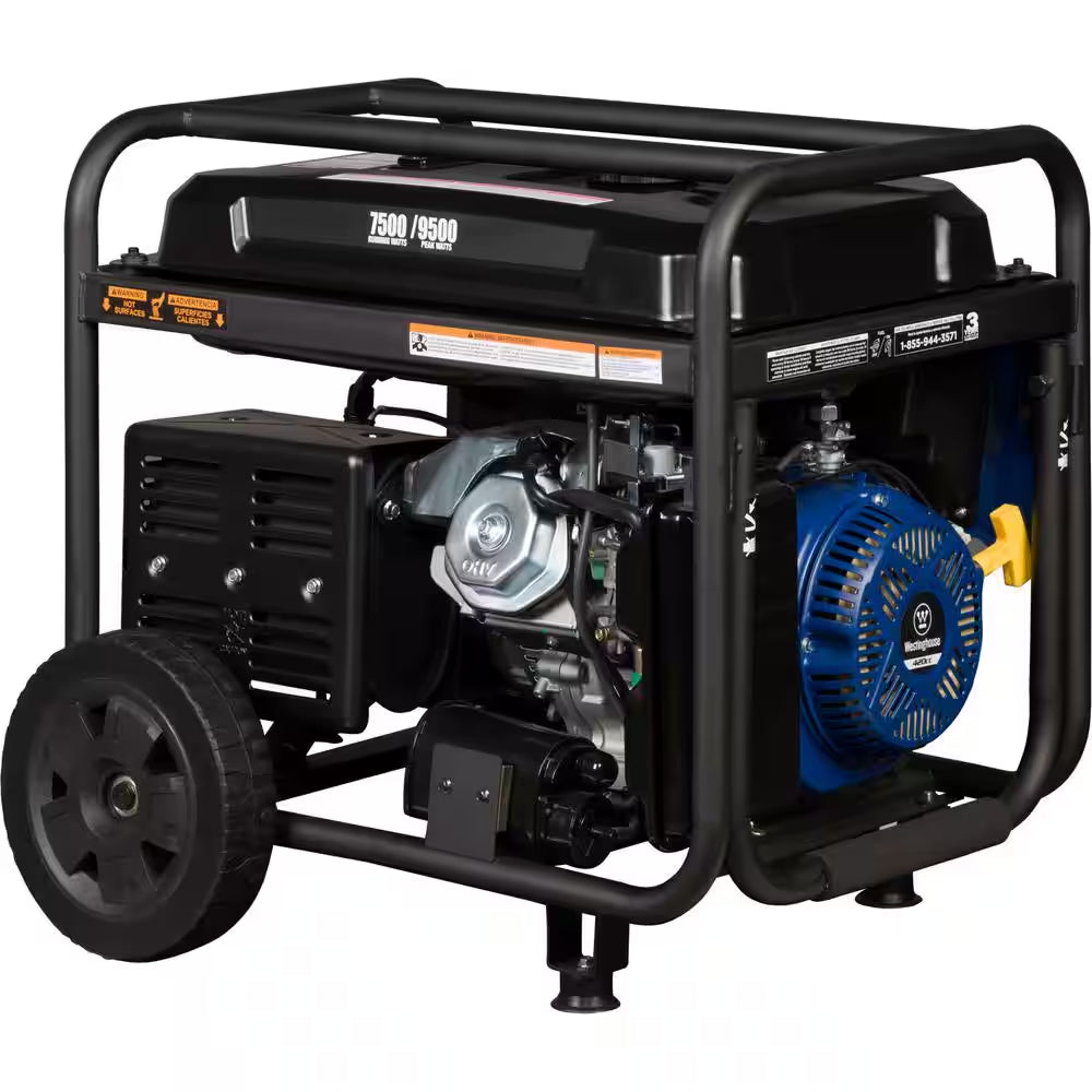 9,500/7,500-Watt Gas Powered Portable Generator with Remote Electric Start, 30A 120/240V Outlet