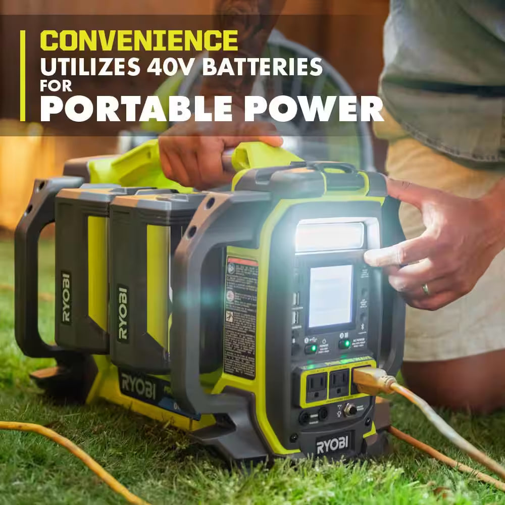 40V 1800-Watt Portable Battery Inverter Power Station, 4-Port Charger W/ 40V 300-Watt Inverter Power Source Tools Only