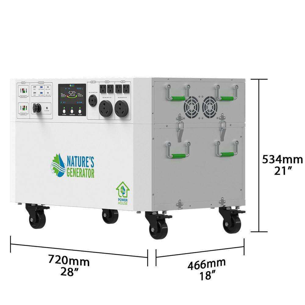 Powerhouse Gold plus 7,200-Watt Electric Switch Solar Generator with (4) 410W Panels and Wheels
