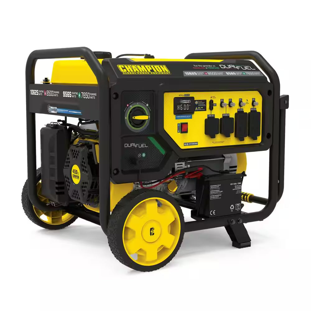 10,625/8500-Watt Electric Start Gasoline and Propane Powered Dual Fuel Portable Generator with CO Shield