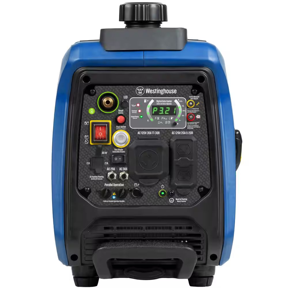 4,000-Watt Gas and Propane Powered Portable Inverter Generator with Remote Electric Start, LED Data Center