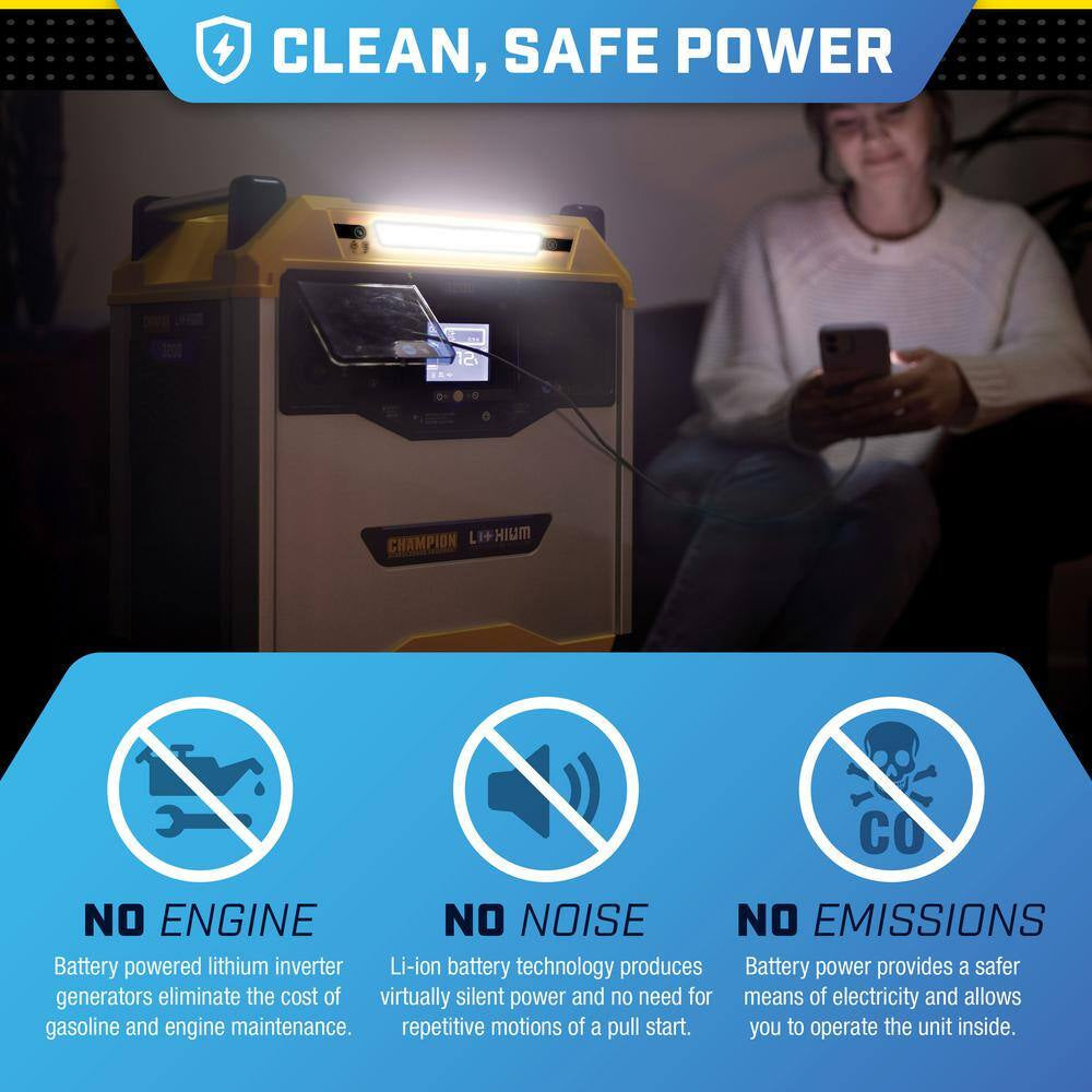 3276-Wh Power Station 3200/1600-Watt Portable Lithium-Ion Battery Solar Generator
