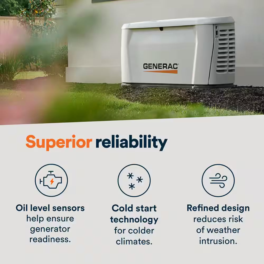 26,000 Watt Air-Cooled Whole House Home Standby Generator and 200-AMP Transfer Switch