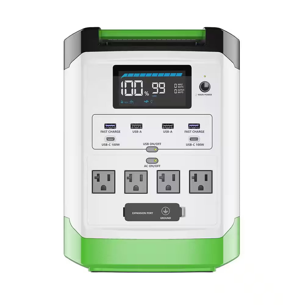 1800W Running/3600W Peak Push Button Start Lithium Solar Generator Gold WE