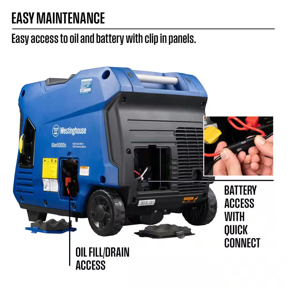 5,000-Watt Gas Powered Portable Inverter Generator with Remote Electric Start, LED Data Center