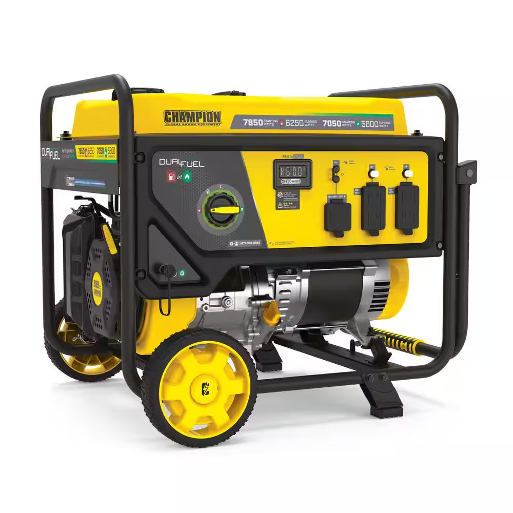 7850/6250-Watt Recoil Start Storm Ready Gasoline and Propane Powered Dual Fuel Portable Generator with CO Shield