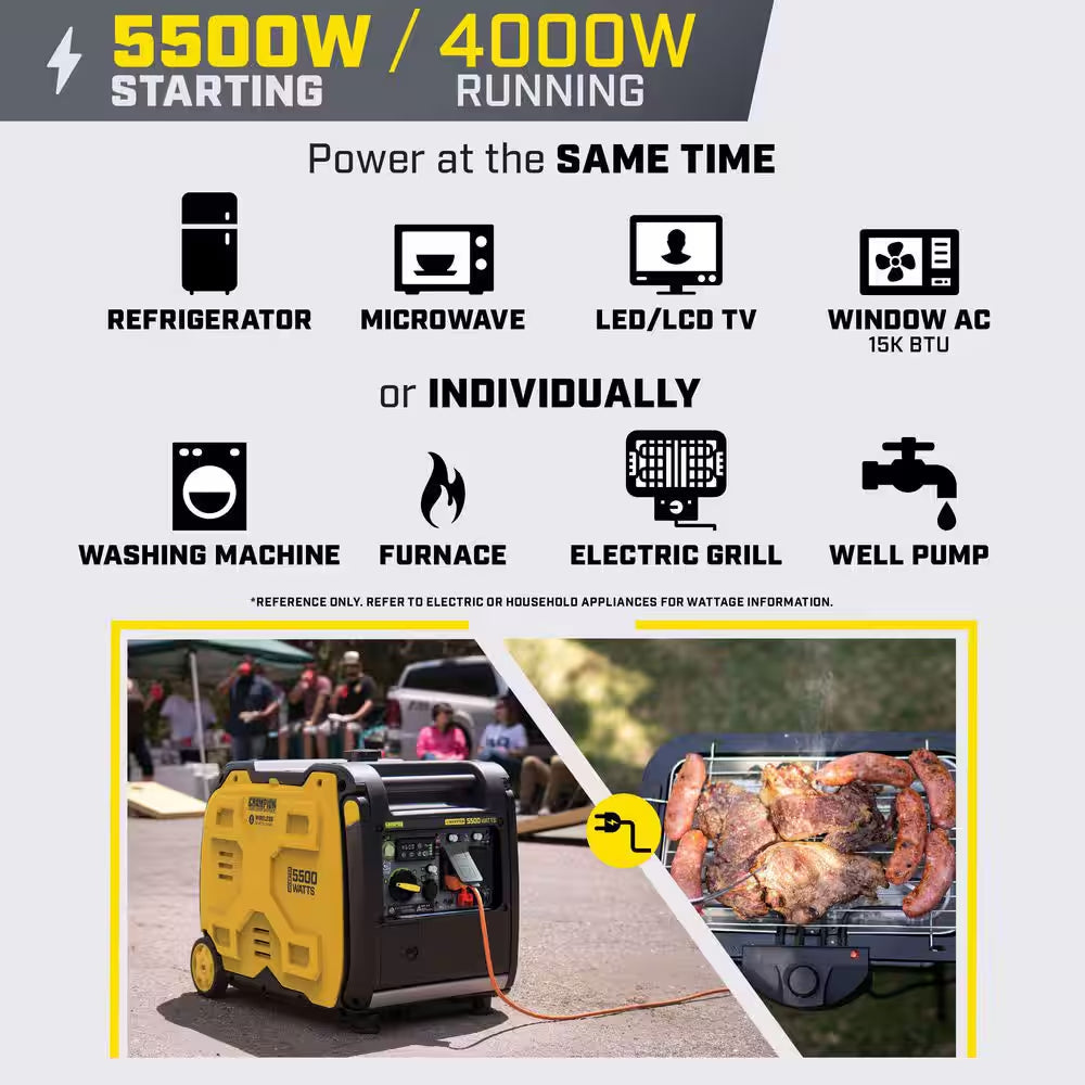 5500/4000-Watt Wireless Remote Start RV Ready Portable Gasoline Inverter Generator with Quiet Technology and CO Shield