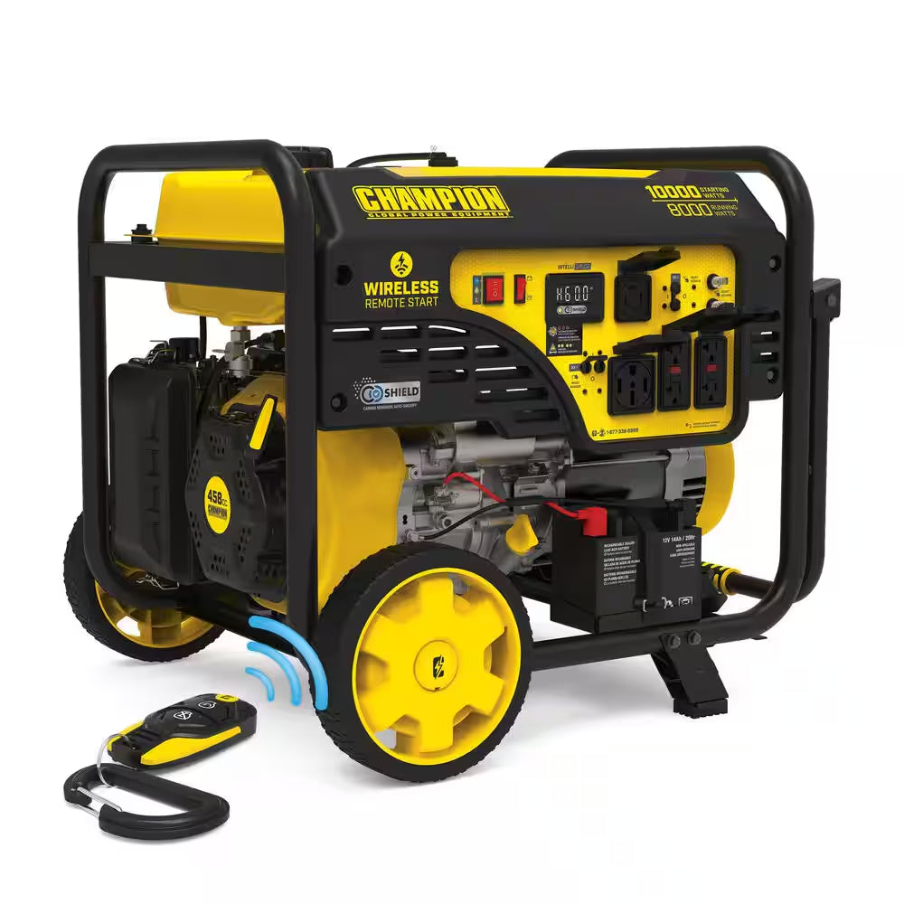 10000/8000-Watt Wireless Remote Electric Start Gasoline Powered Portable Generator with CO Shield