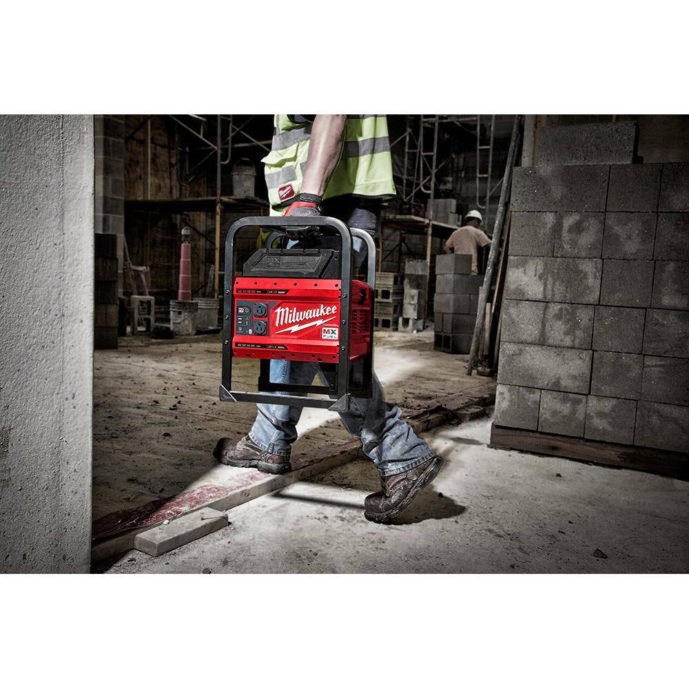 MX FUEL 3600-Watt/1800-Watt Lithium-Ion Push Start Portable Power Station Battery Generator & 16 In. Chainsaw Kit