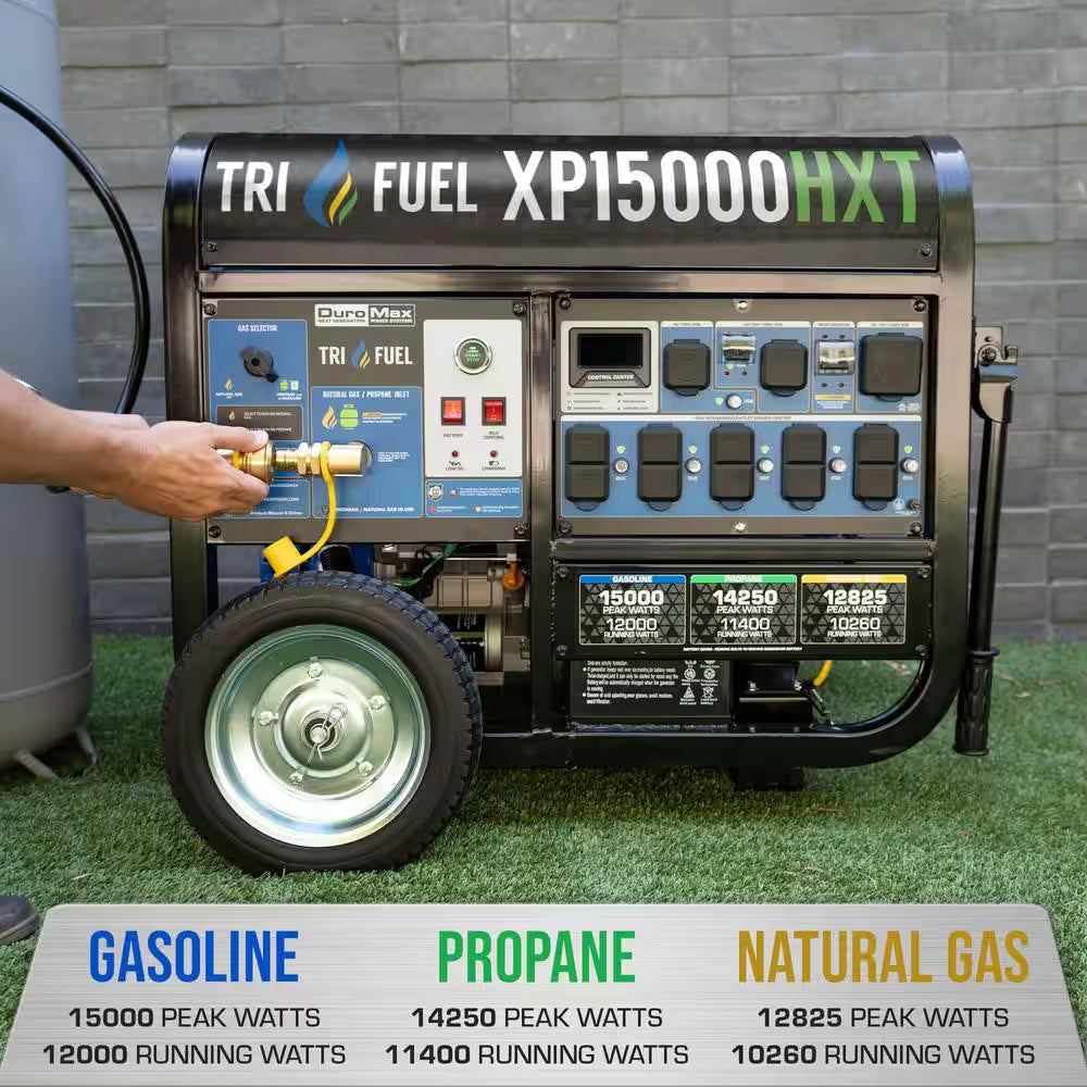 15,000-Watt/12,000-Watt Tri-Fuel Remote Start Gasoline Propane Natural Gas Portable Generator with CO Alert