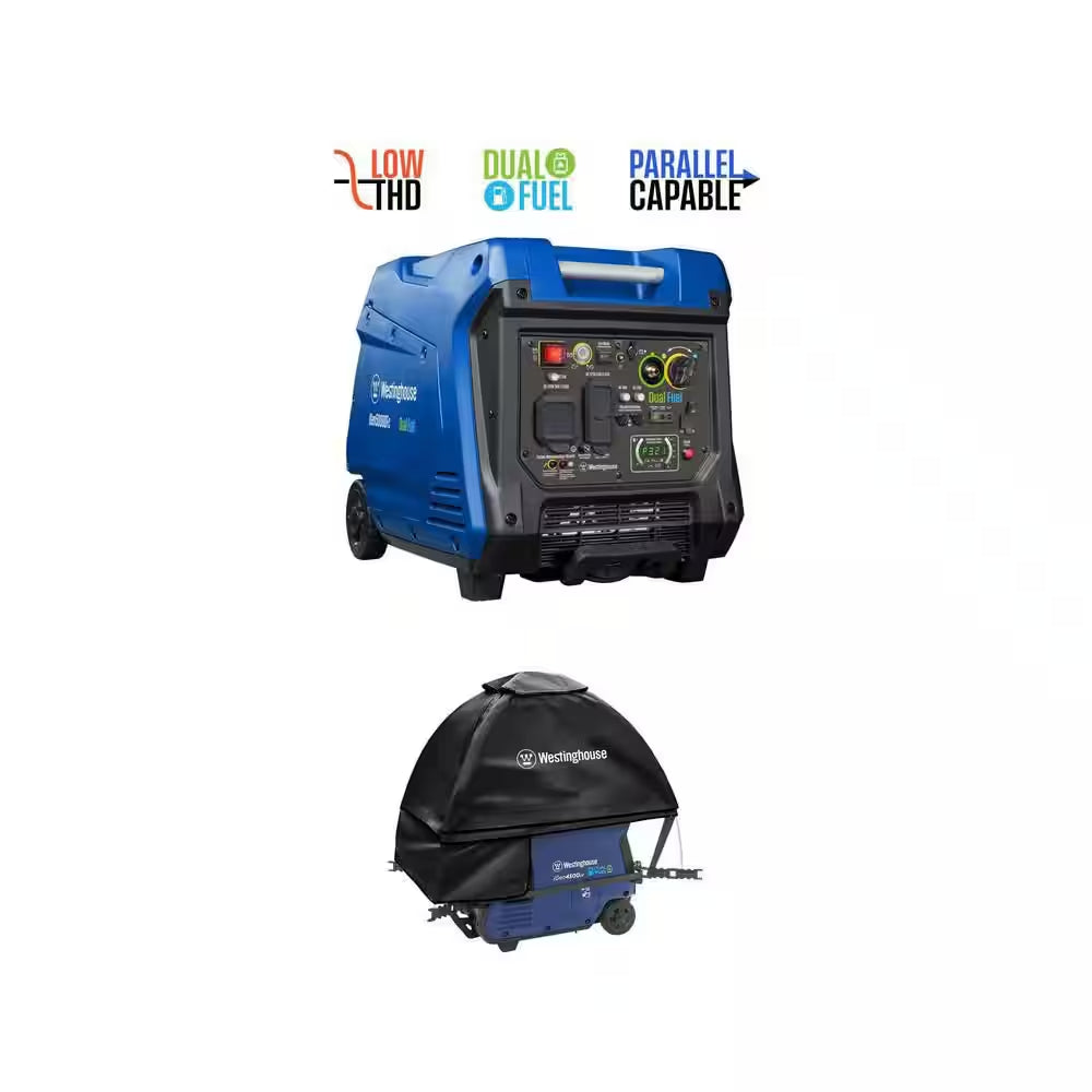 5000-Watt Dual Fuel Inverter Generator with Remote Start and Igentent Running Cover