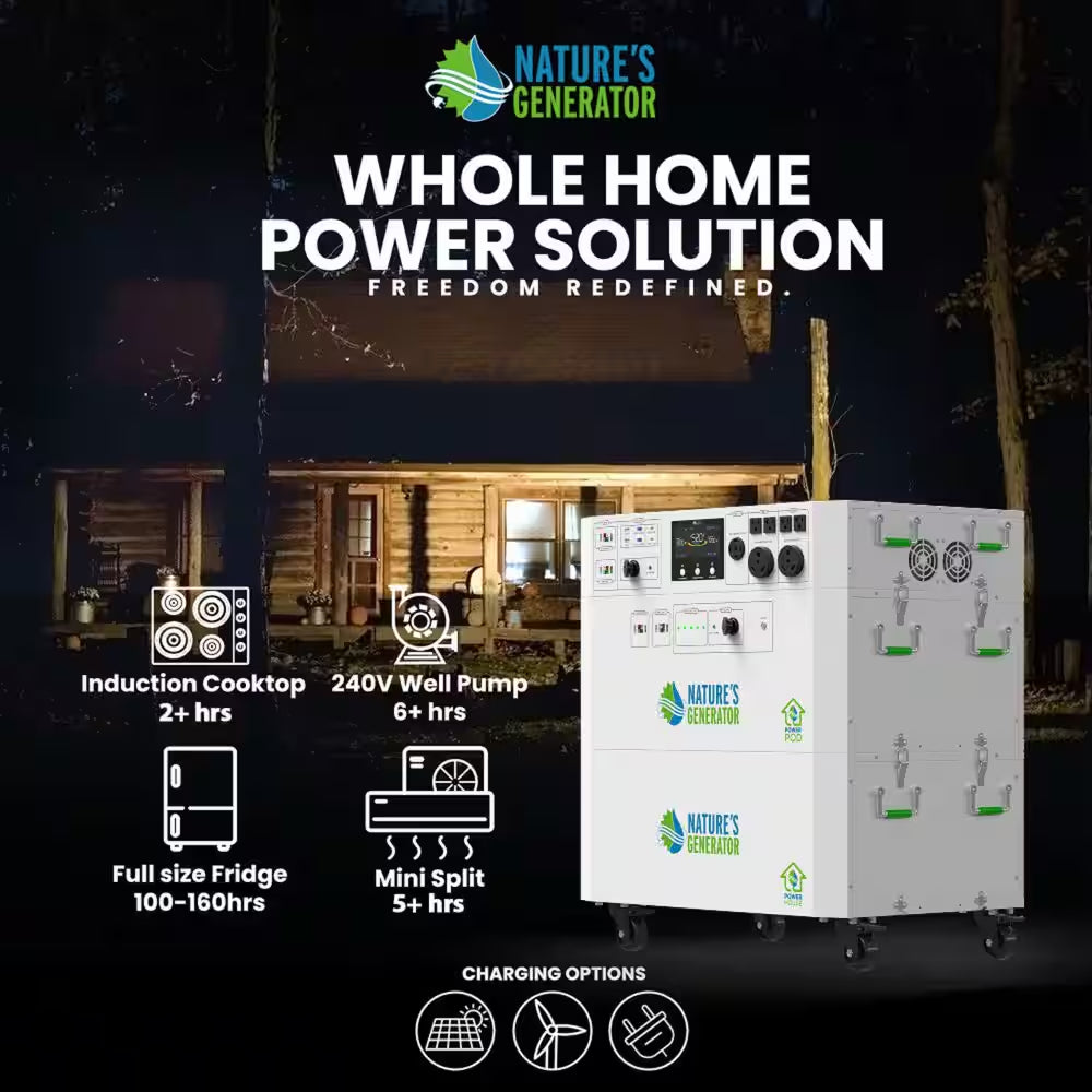 Powerhouse 7,200-Watt Electric Switch Solar Generator with Wheels
