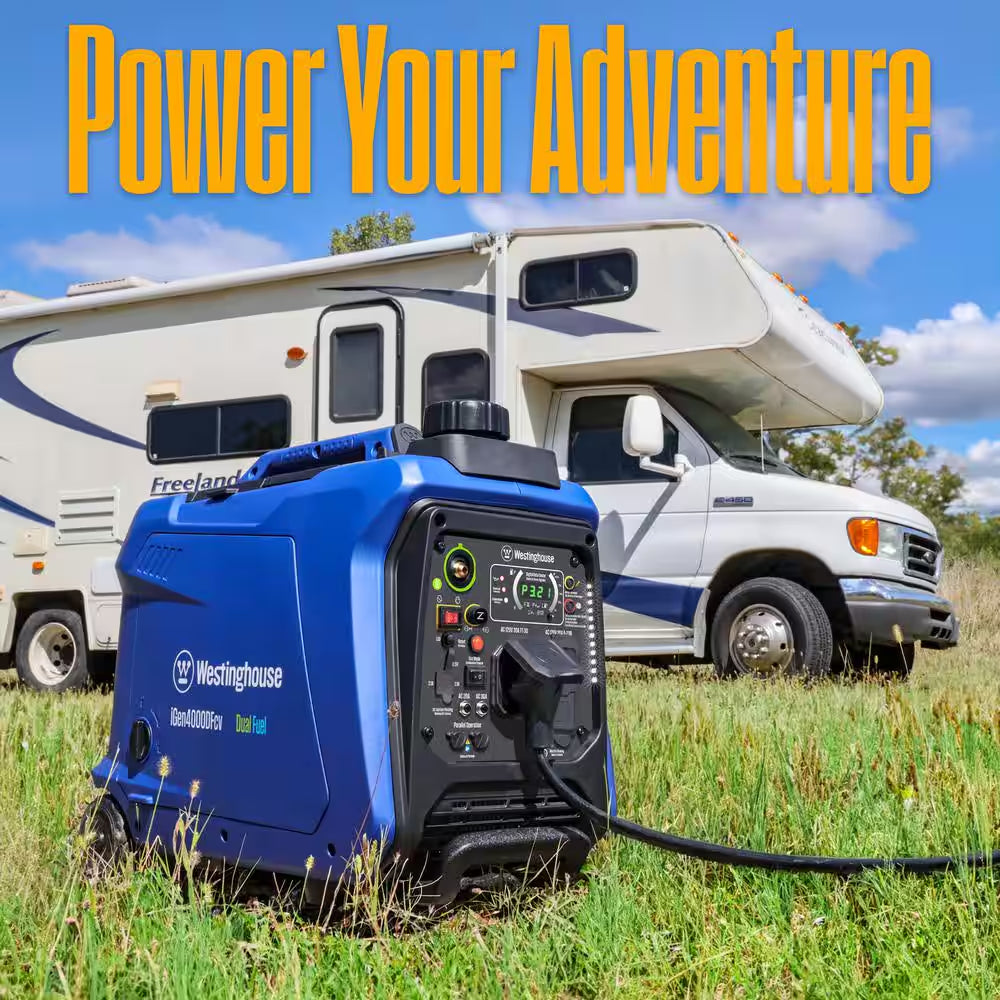 4,000-Watt Gas and Propane Dual Fuel Powered Portable Inverter Generator with Recoil Start, LED Data Center