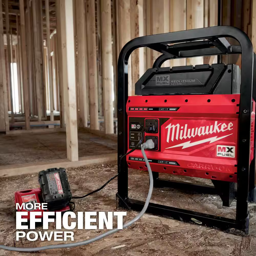 MX FUEL 3600-Watt/1800-Watt Lithium-Ion Push Start Portable Power Station Battery Generator & 16 In. Chainsaw Kit