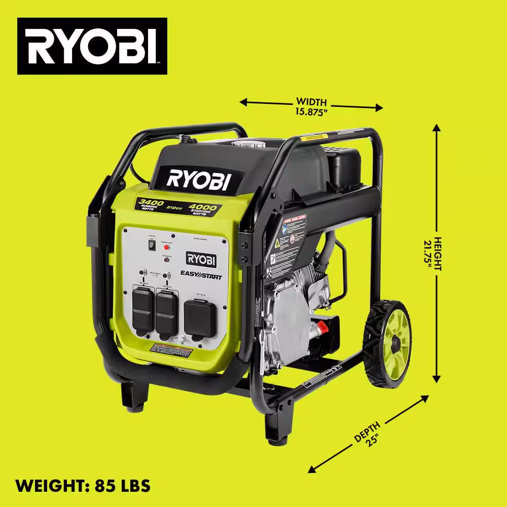 4000-Watt Recoil Start Gasoline Powered Inverter Generator with CO Shutdown