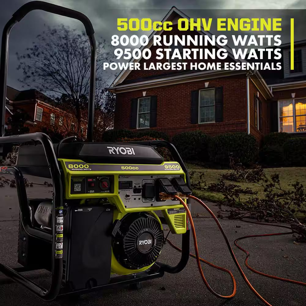 9500-Watt Recoil Start Gasoline Powered Portable Generator with CO Detect Shutdown Sensor