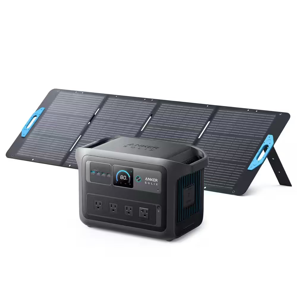 SOLIX C2000X Gen2 2,400W Output 2,048Wh Push Button Start Solar Generator W/ 200W Solar Panel for Home/Rv/Tailgate