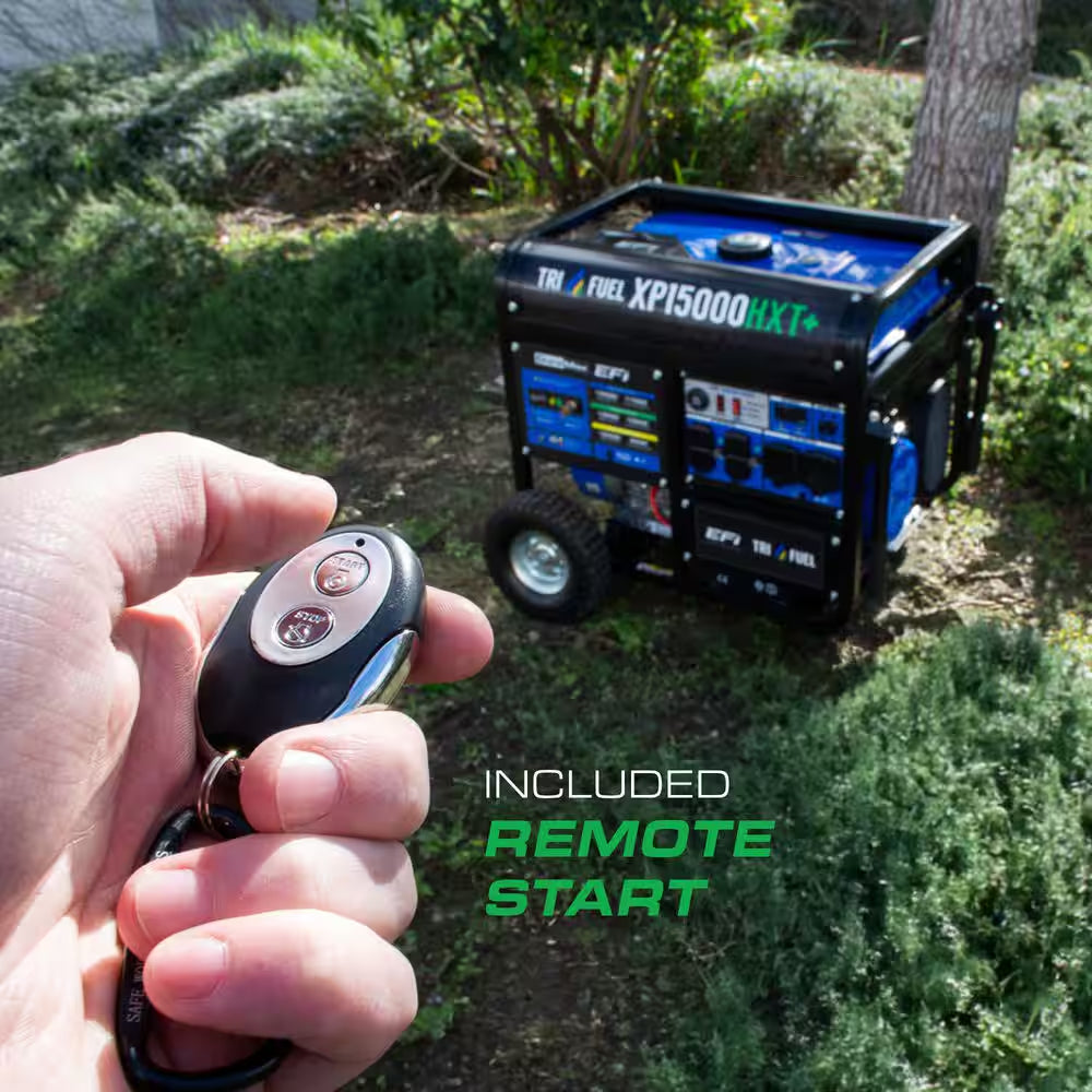 15000-Watt /12000-Watt Remote Start Tri-Fuel EFI Gasoline Propane Natural Gas Power Portable Generator 50 States