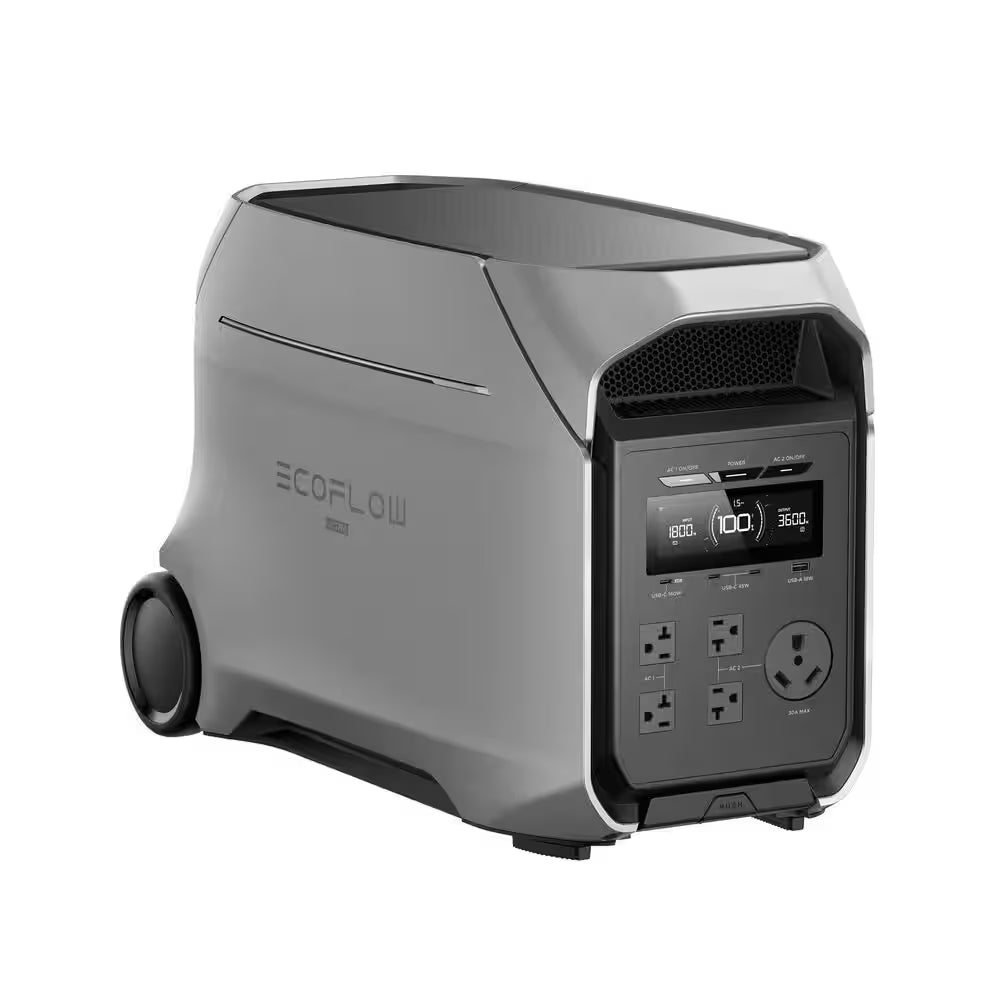 3600-Watt Delta 3 Ultra plus 3072Wh Capacity, Push-Button Start Battery Generator LFP Power Station Home Backup, Camping