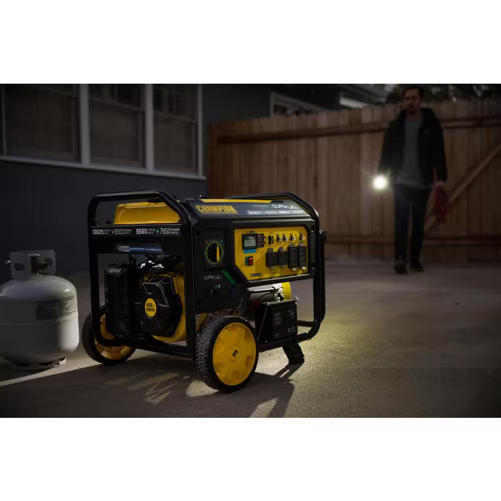 10,625/8500-Watt Electric Start Gasoline and Propane Powered Dual Fuel Portable Generator with CO Shield
