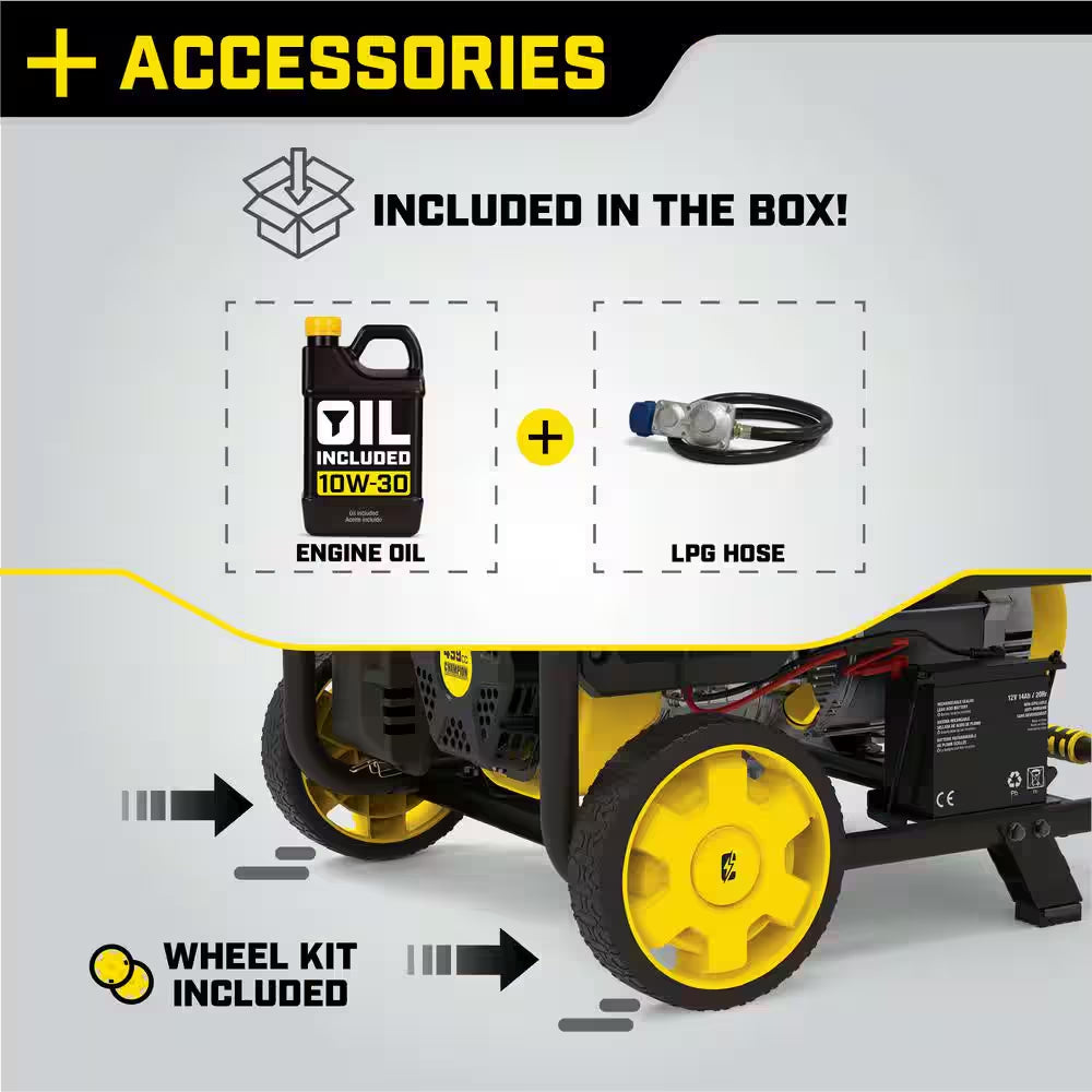 10,625/8500-Watt Electric Start Gasoline and Propane Powered Dual Fuel Portable Generator with CO Shield