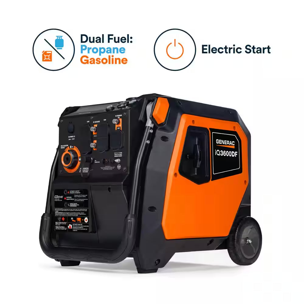 3600 / 3000-Watt Dual Fuel Electric Switch Gasoline / Propane Inverter Portable Generator with Cosense-Iq3600 DF