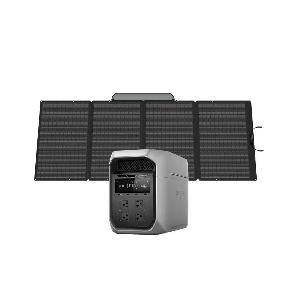 1024Wh DELTA 3 plus with 400W Portable Solar Panel, 1800W Output/Surge 3600W, LFP Power Station, Home Backup, Camping