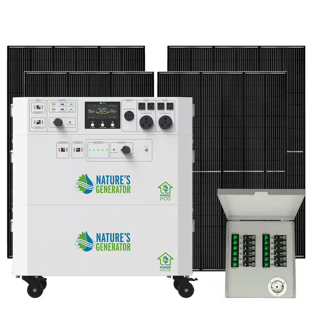 Powerhouse Gold plus 7,200-Watt Electric Switch Solar Generator with (4) 410W Panels and Wheels