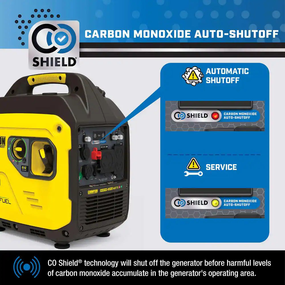 4500/3250-Watt Recoil Start Gasoline/Propane Powered Dual Fuel Inverter Generator with Quiet Technology and CO Shield
