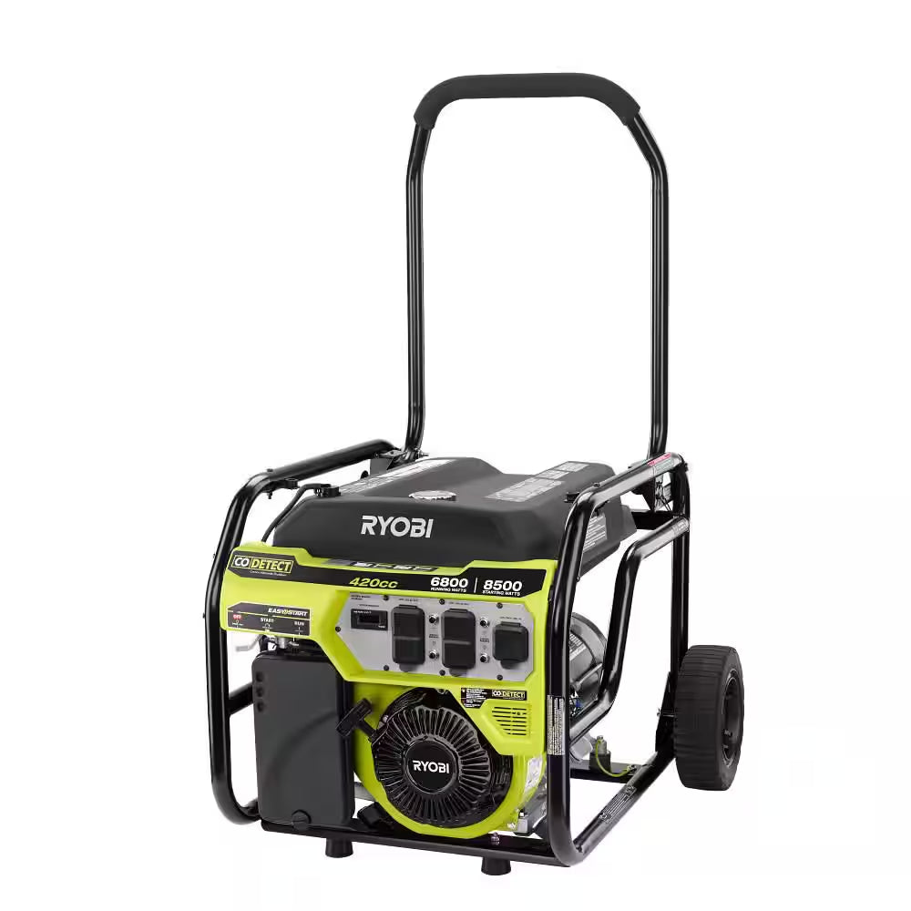 6800-Watt Recoil Start UL Gasoline Powered Portable Generator with CO Detect Shutdown Sensor