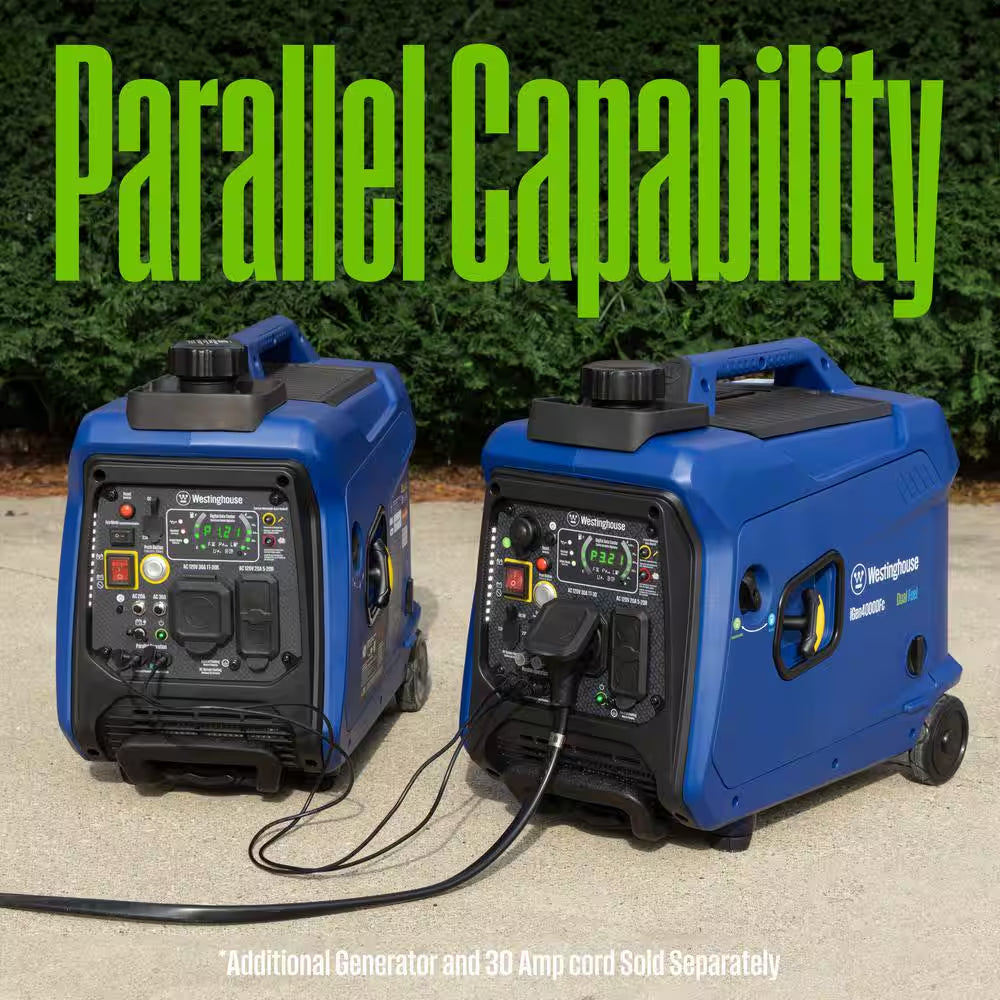 4,000-Watt Gas and Propane Powered Portable Inverter Generator with Remote Electric Start, LED Data Center