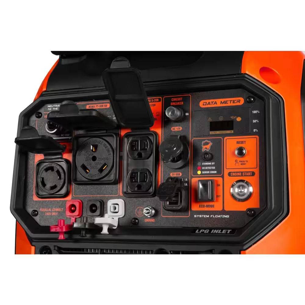 6800-Watt Dual Fuel 120V/240V Electric Start Gas-Powered Portable Inverter Generator, CO Alarm & Electric Vehicle Backup