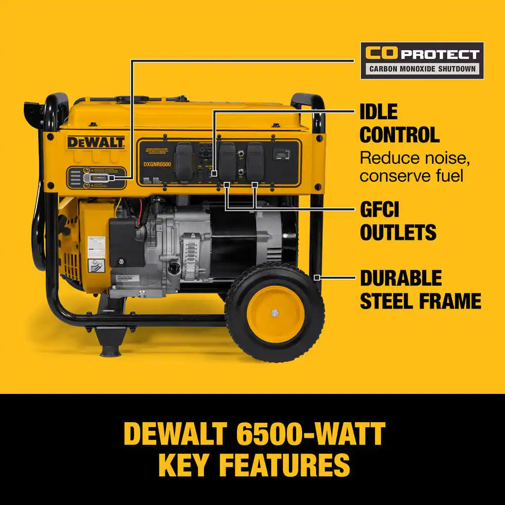 8125 / 6500- Watt Gas Powered Portable Generator with Idle Control, Covered Outlets and CO Protect -DXGNR6500