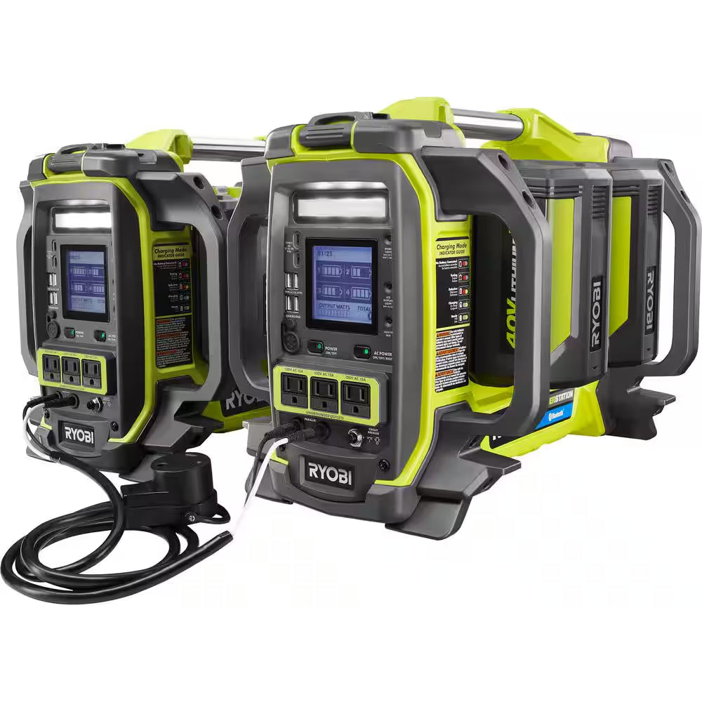 40V 1800-Watt Portable Battery Inverter Power Station and 4-Port Charger with (2) 6.0 Ah Batteries