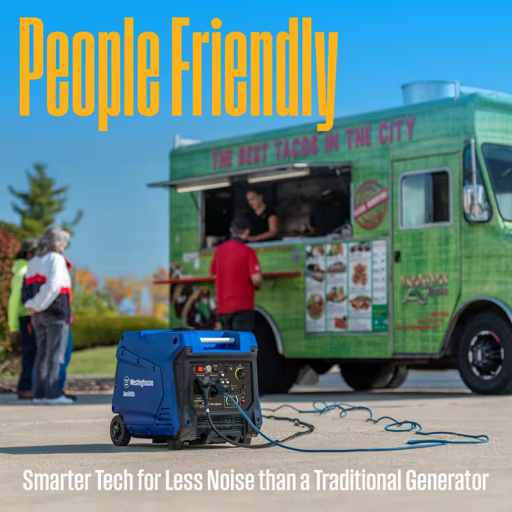 5,000-Watt Gas Powered Portable Inverter Generator with Remote Electric Start, LED Data Center