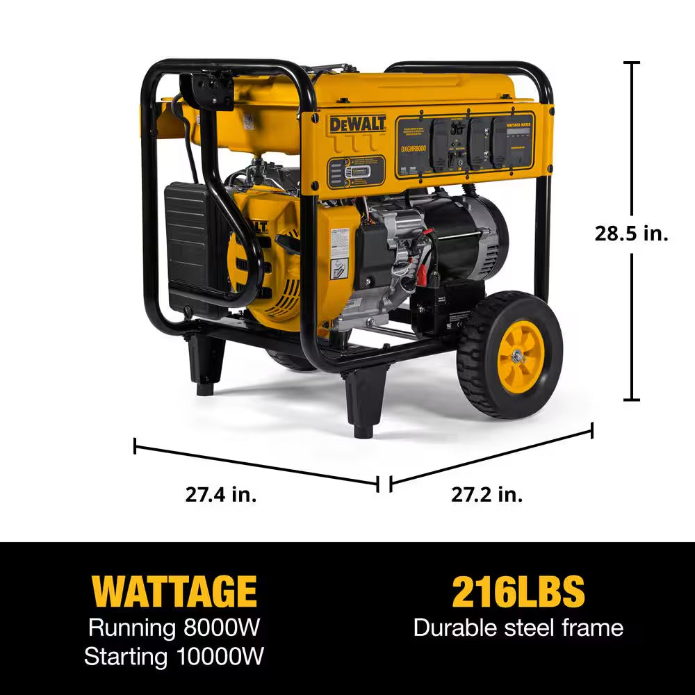 10000 / 8000-Watt Electric Start Gas Powered Portable Generator with Idle Control, GFCI Outlets and CO Protect-Dxgnr8000