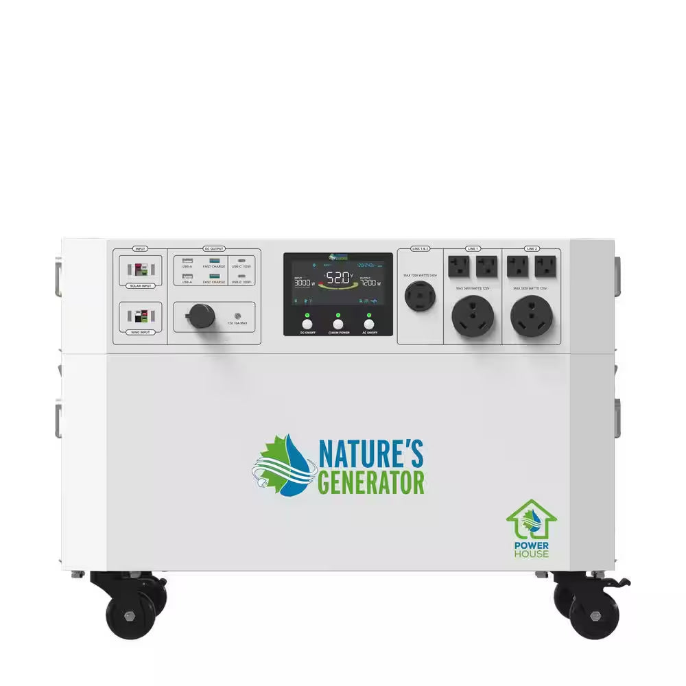 Powerhouse 7,200-Watt Electric Switch Solar Generator with Wheels