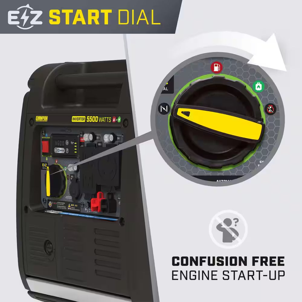 5500/4000-Watt Electric Start Gasoline and Propane Powered Dual Fuel Inverter Generator W/CO Shield and Quiet Technology